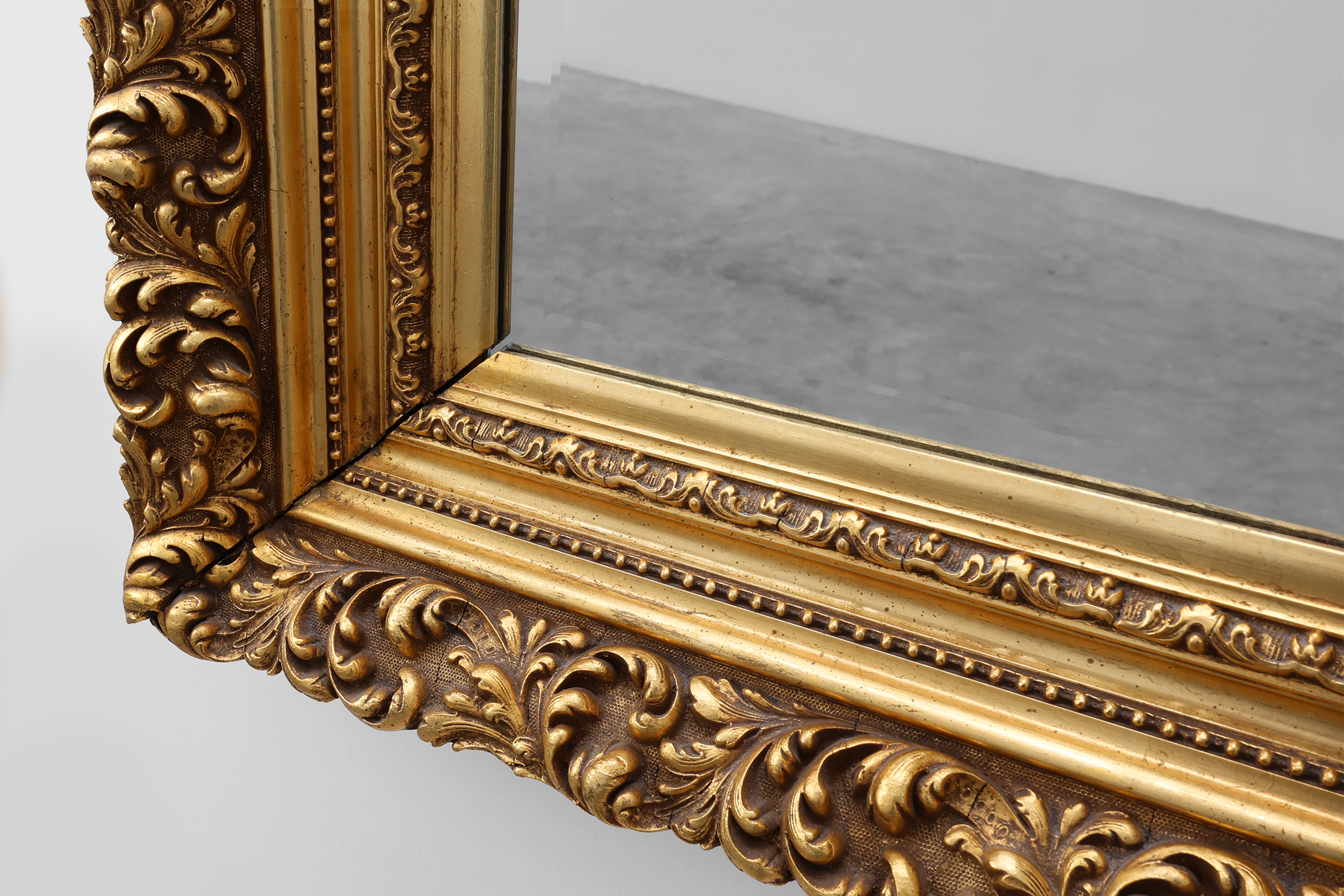 Baroque style giltwood mirror with acanthus carvings, France ca. 1880thumbnail